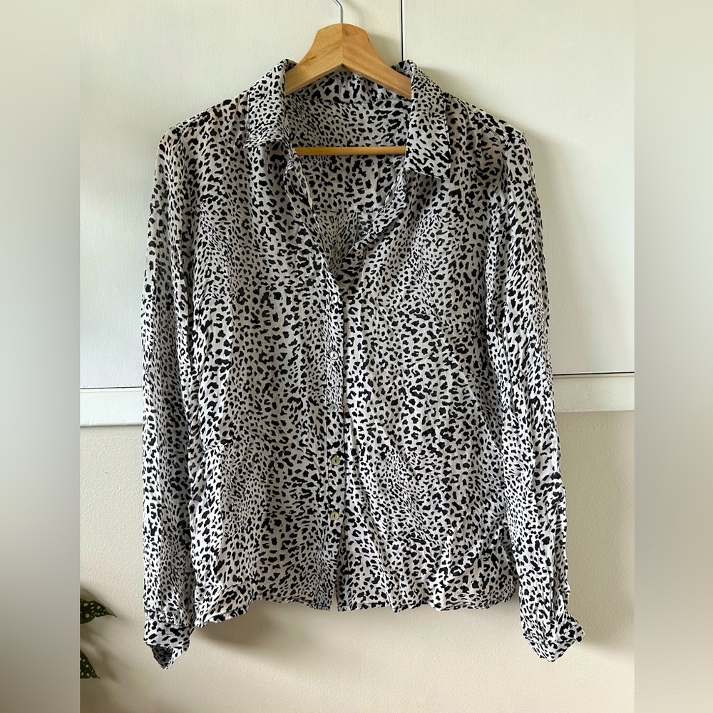 ESQUALO Monochrome sheer print blouse